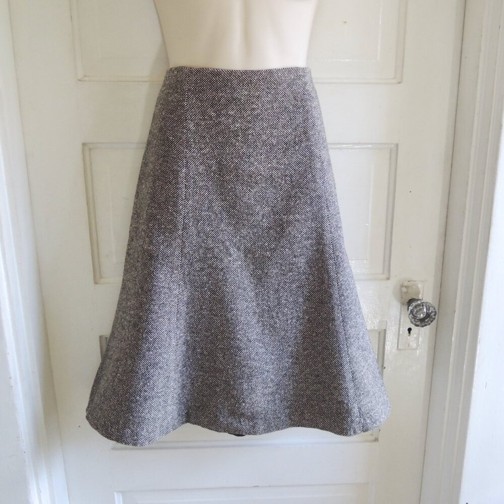Vintage GAP Black & White Wool Silk Blend A-Line Tweed Academia Skirt 8